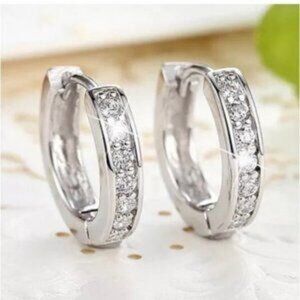 Cubic Zirconia Crystal &  Silver Earrings